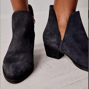 Brand new charcoal suede booties!